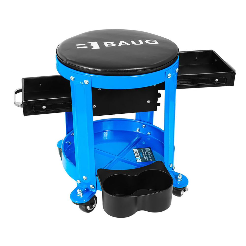 Scaun mobil mecanic auto rotund multifunctional cu 2 sertare