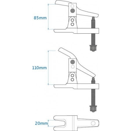 PRESA PIVOTI, ROTULE  SI CAPETE DE BARA REGLABILA 50-80MM