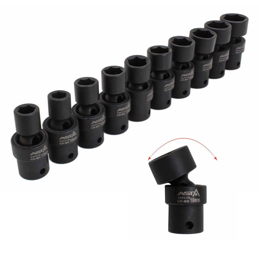 Set 10 chei tubulare de impact 3/8 10-19mm cu articulatie cardanica