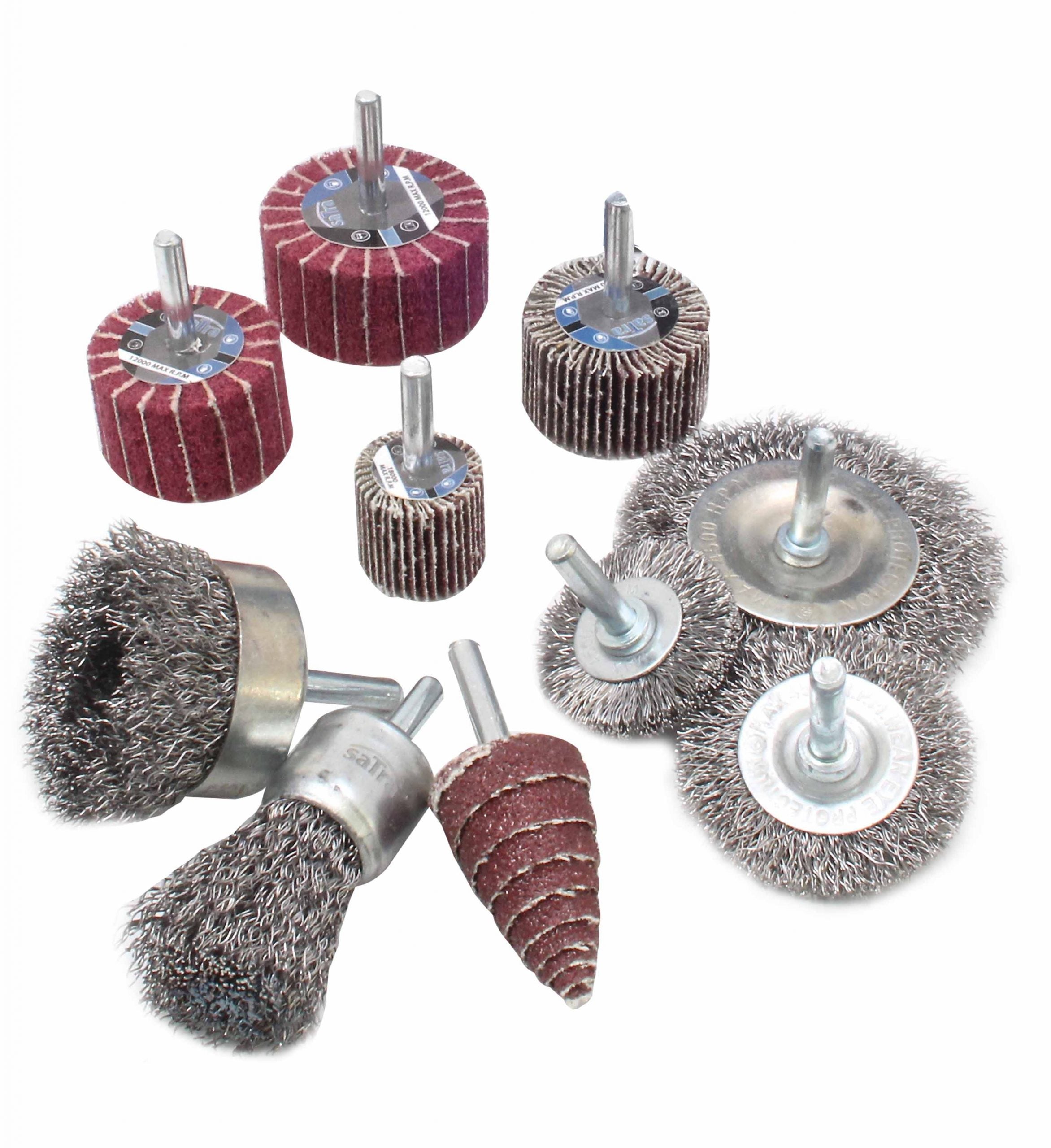 Set 10 perii sarma si disc lamelar pentru polizare/curatare metal si lemn