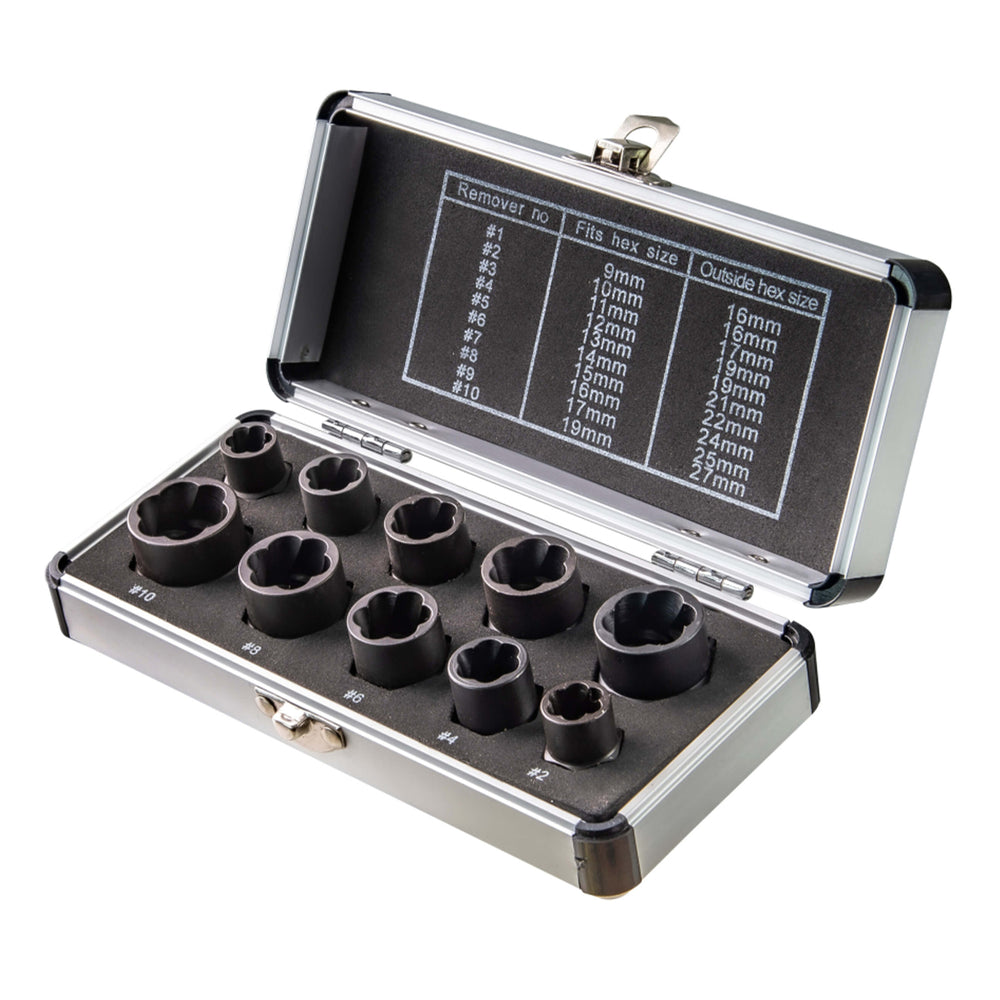 Set 10 tubulare pentru extras desfacut suruburi uzate 3/8 9-19mm TOPMASTER