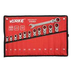 Set 12 chei combinate cu clichet articulate 8-19mm - VERKE