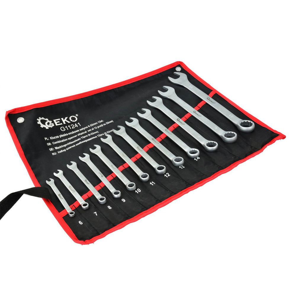 Set 12 chei combinate fixe si inelare satinate CRV 6-22mm - GEKO