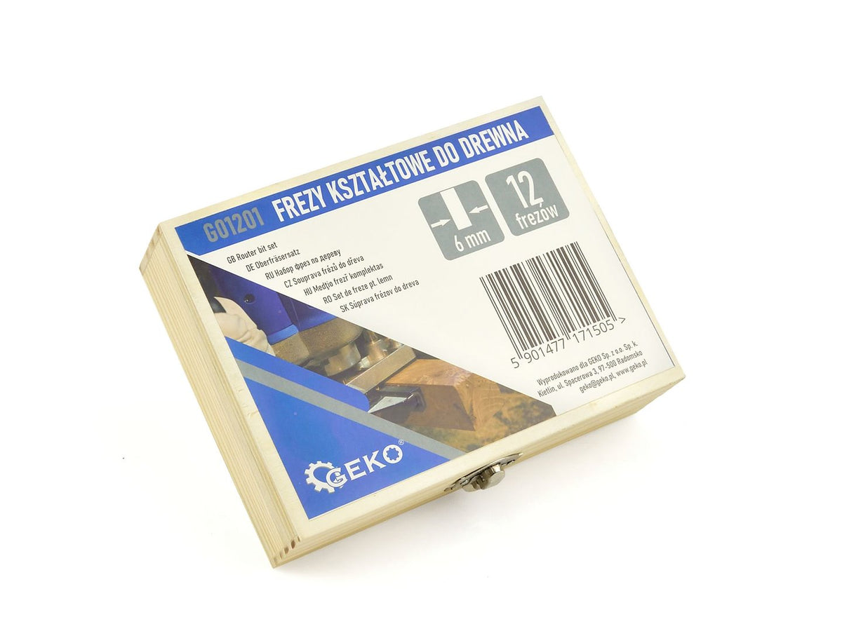 Set 12 freze pentru lemn cu diametru 6 mm - HSS - GEKO