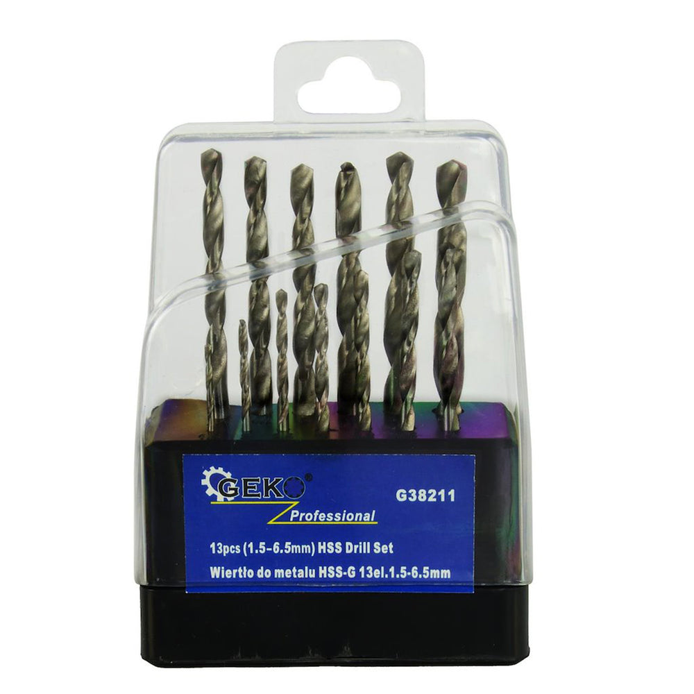 Set 13 burghie HSS pentru metal, 1.5-6.5 mm – prindere cilindrica, varf 135°