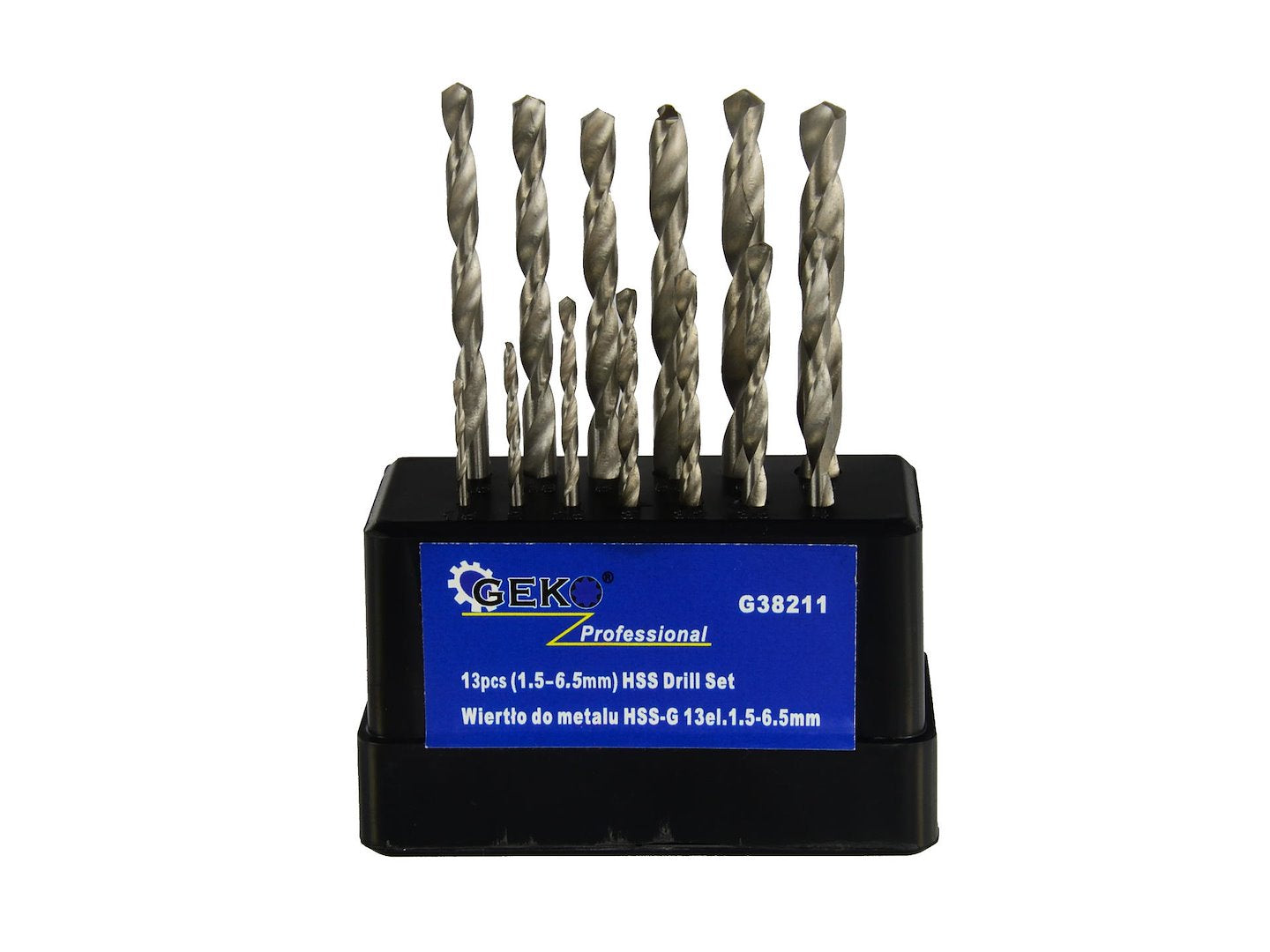 Set 13 burghie HSS pentru metal, 1.5-6.5 mm – prindere cilindrica, varf 135°