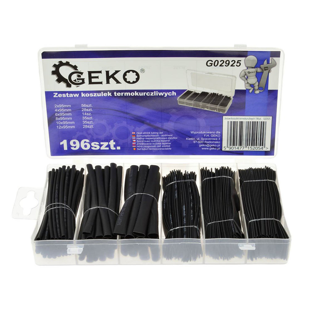 Set 196 tuburi mansoane termocontractibile pentru cablu, 6 dimensiuni - GEKO