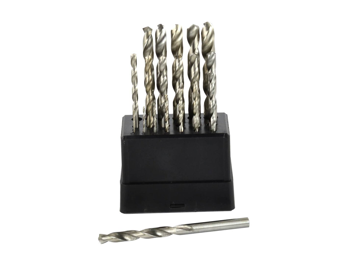 Set 19 burghie HSS pentru metal, 1–10 mm, prindere cilindrica, varf 135°