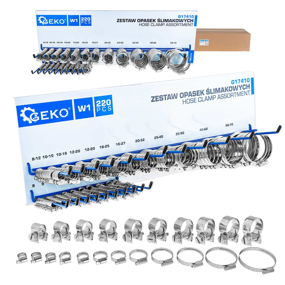 Set 220 coliere metalice pentru furtun si conducte, cu suport de perete