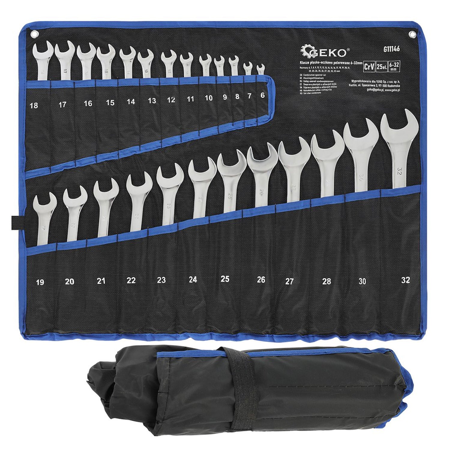 Set 25 de chei combinate fixe si inelare CRV 6-32mm - GEKO