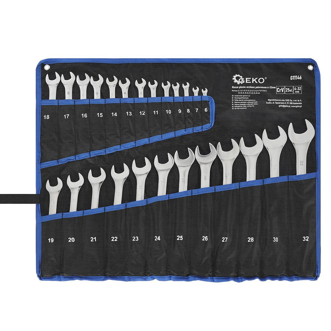 Set 25 de chei combinate fixe si inelare CRV 6-32mm - GEKO