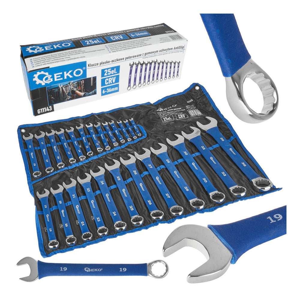 Set 25 de chei combinate inelare fixe cu prindere maner cauciucat anti-alunecare antislip 6-36mm