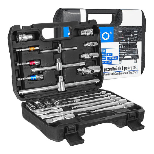 Set 25 piese prelungitoare, adaptoare si manere t 1/4 3/8 1/2 CRV - GEKO