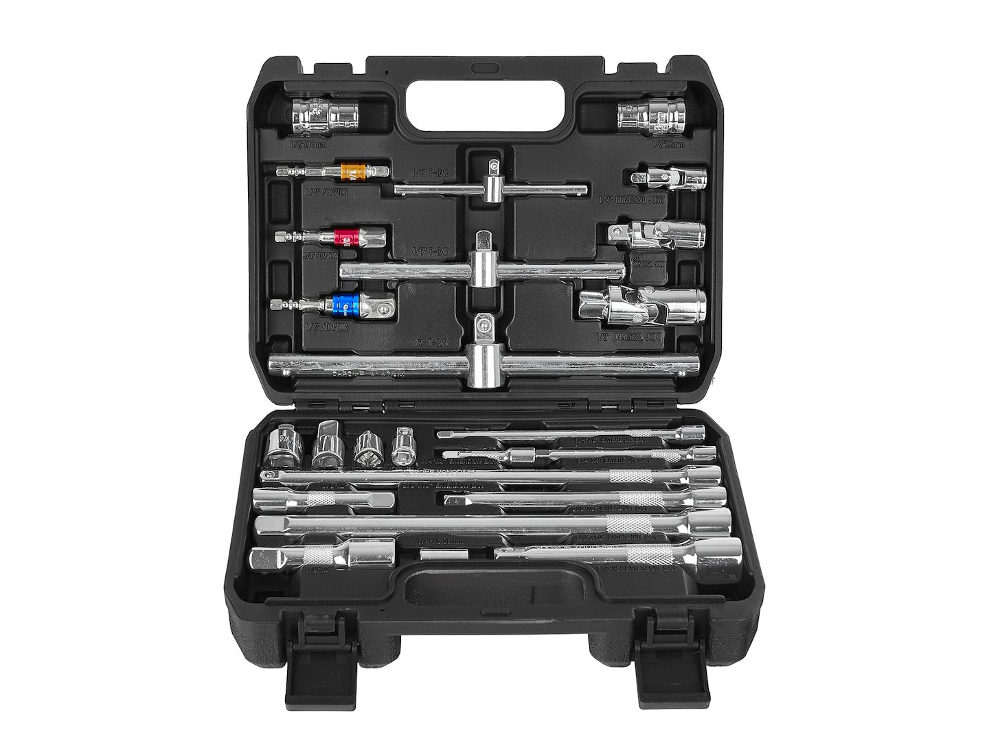 Set 25 piese prelungitoare, adaptoare si manere t 1/4 3/8 1/2 CRV - GEKO