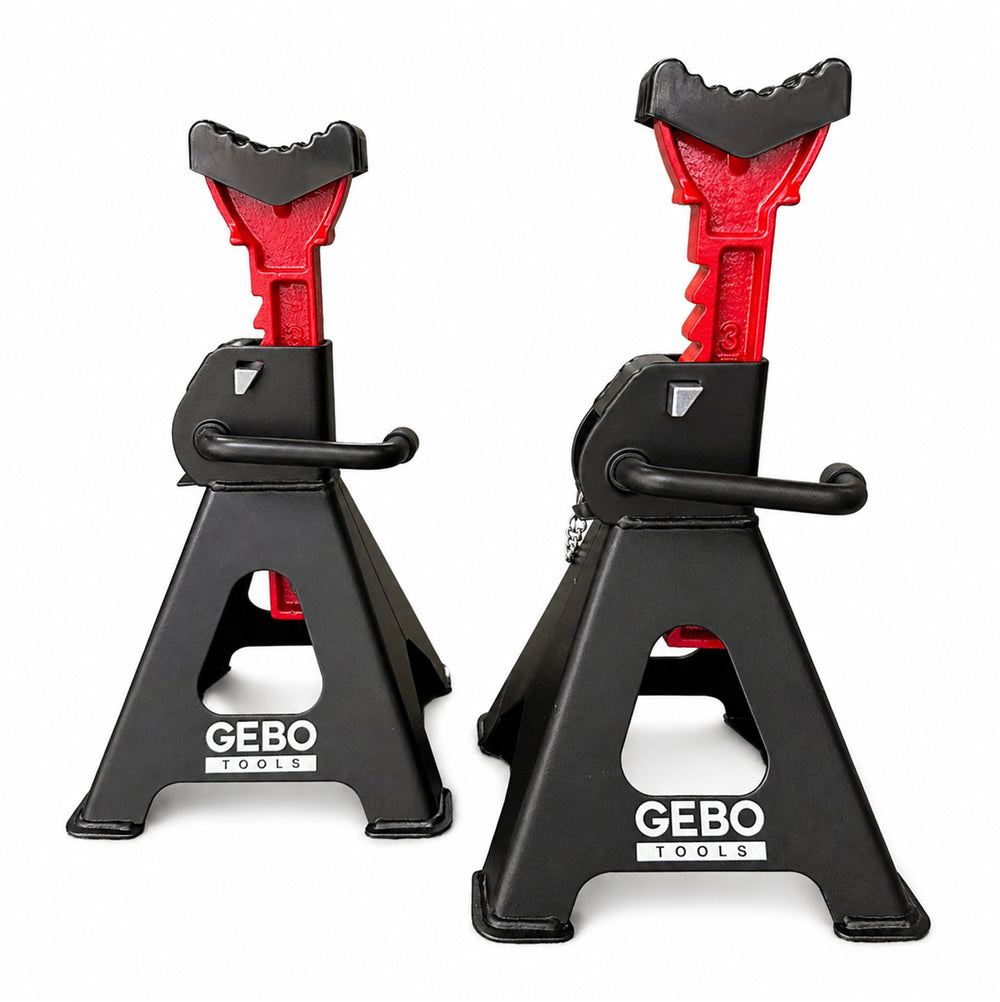 Set 2 capre 3T 29.5-43cm sustinere auto cu siguranta blocare dubla si tampon de cauciuc pentru protectie prag auto GEBO TOOLS