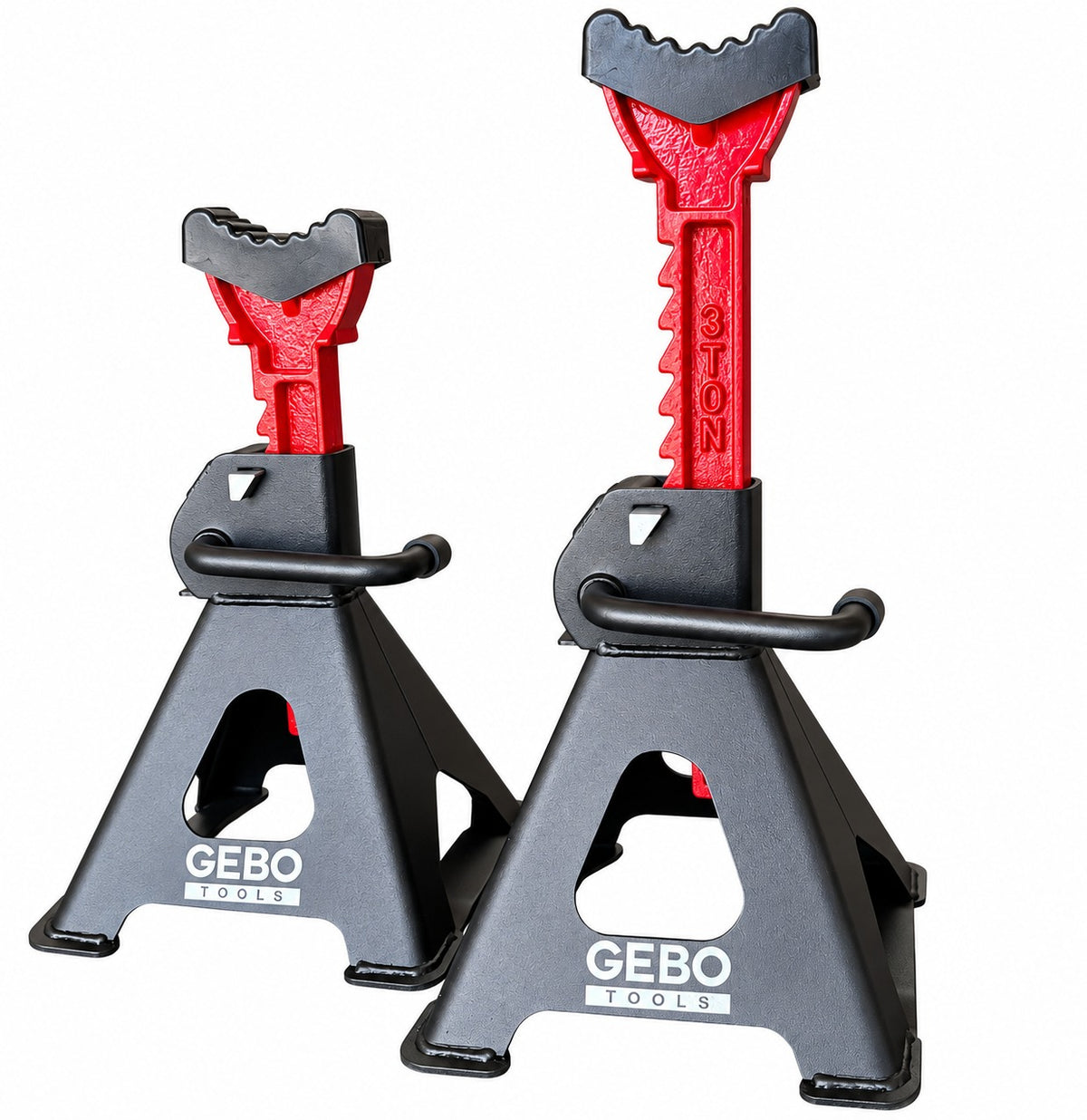 Set 2 capre 3T 29.5-43cm sustinere auto cu siguranta blocare dubla si tampon de cauciuc pentru protectie prag auto GEBO TOOLS
