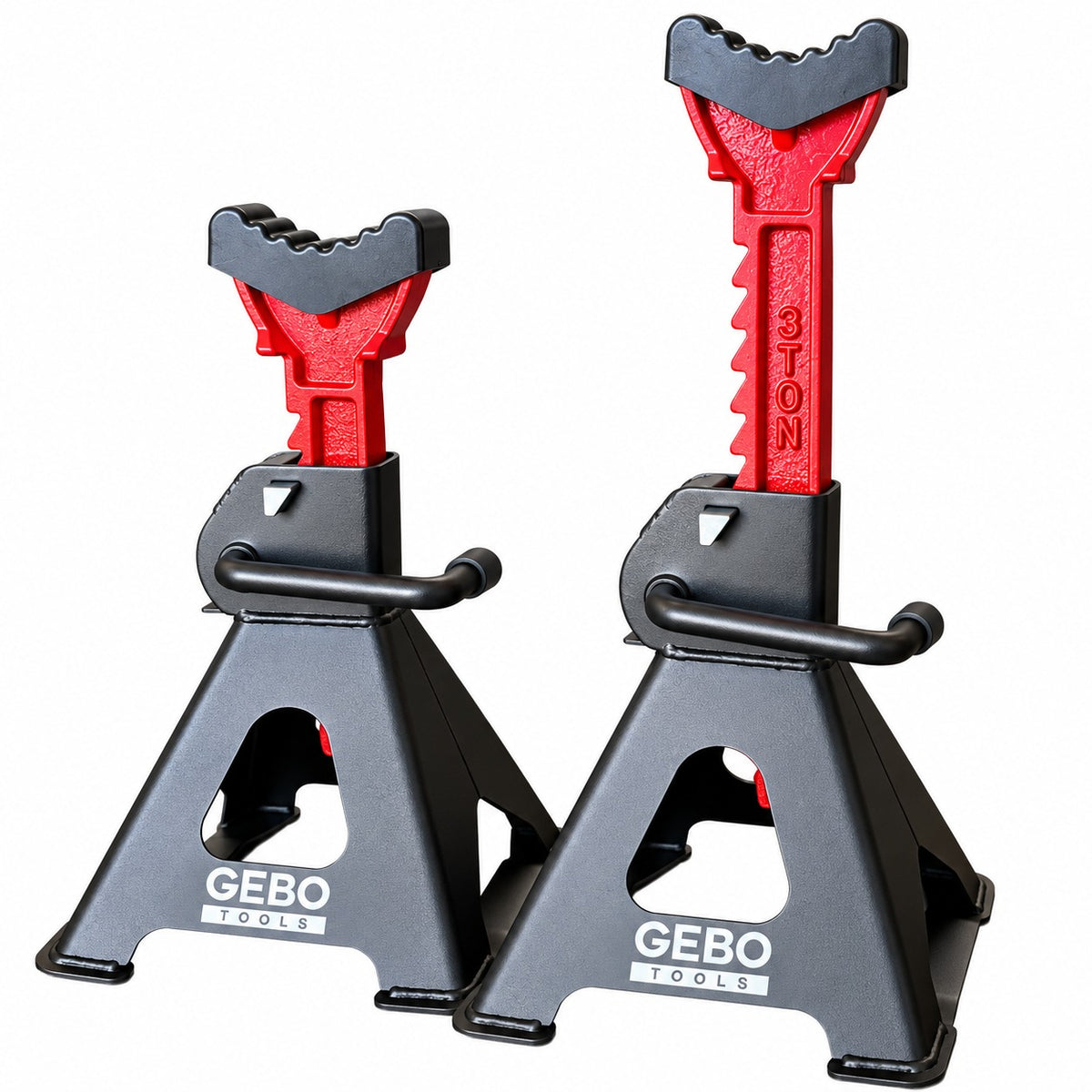 Set 2 capre 3T 29.5-43cm sustinere auto cu siguranta blocare dubla si tampon de cauciuc pentru protectie prag auto GEBO TOOLS