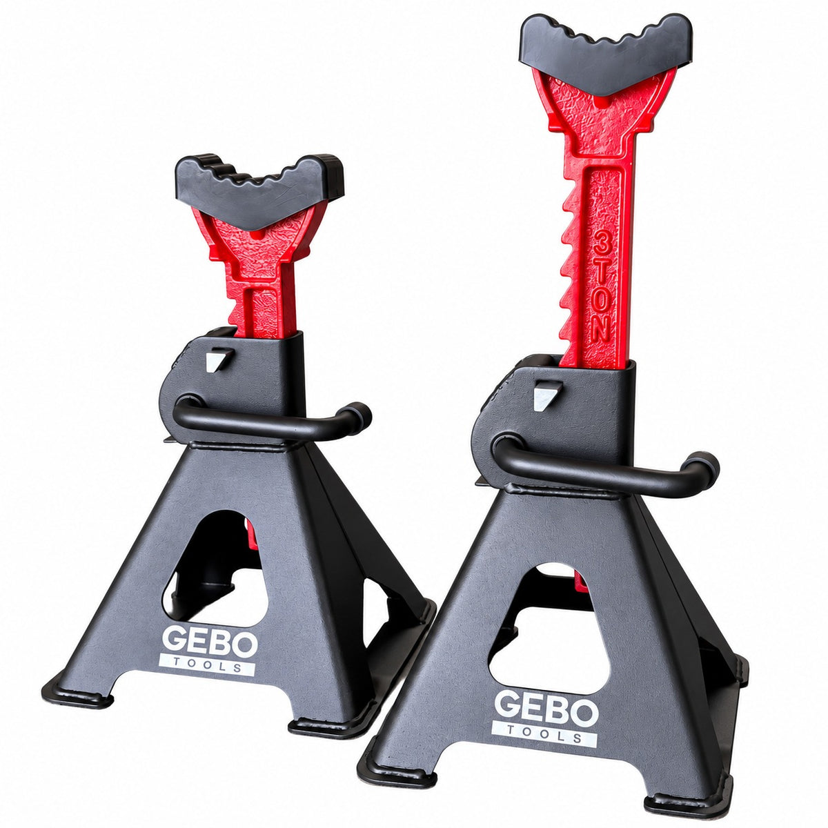Set 2 capre 3T 29.5-43cm sustinere auto cu siguranta blocare dubla si tampon de cauciuc pentru protectie prag auto GEBO TOOLS