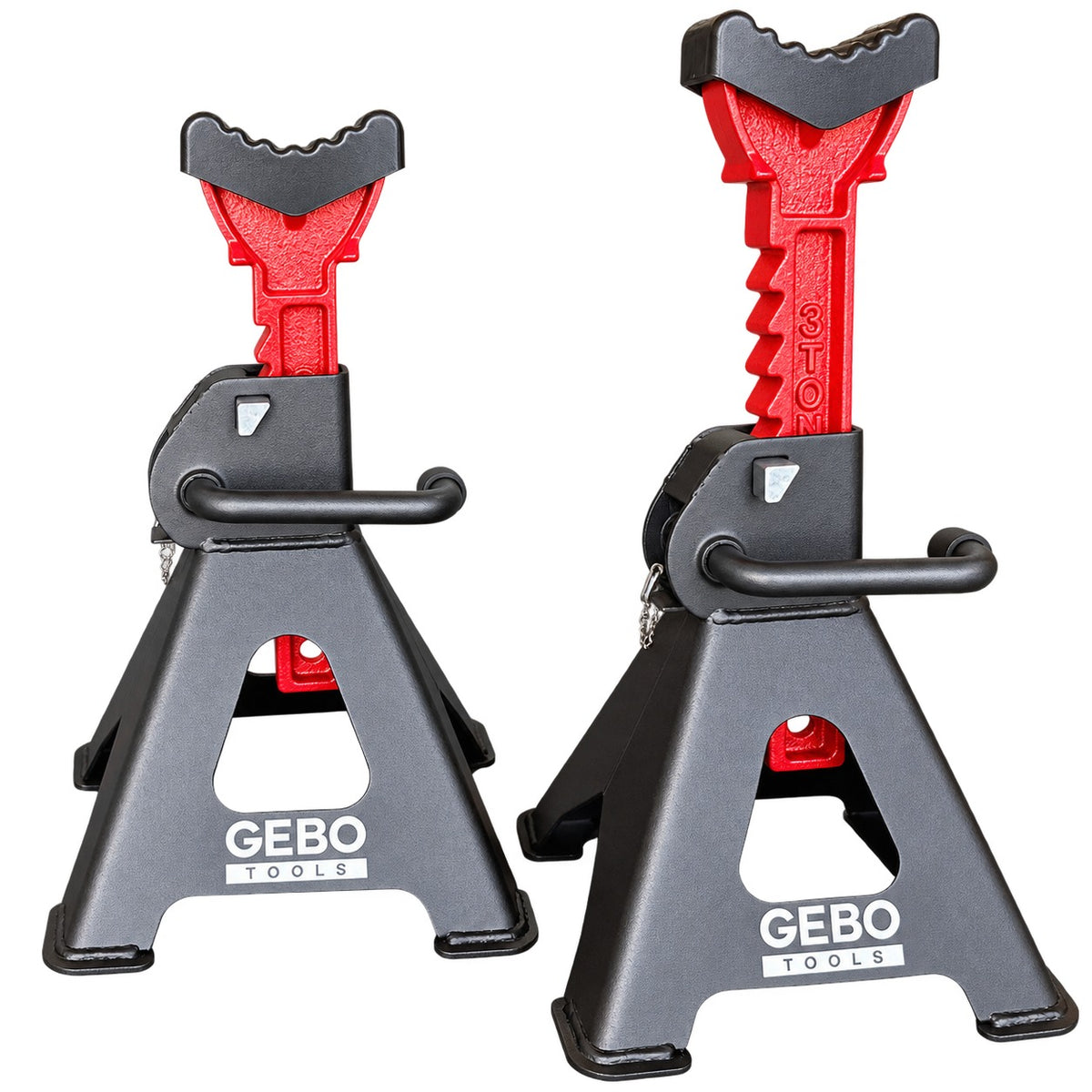 Set 2 capre 3T 29.5-43cm sustinere auto cu siguranta blocare dubla si tampon de cauciuc pentru protectie prag auto GEBO TOOLS