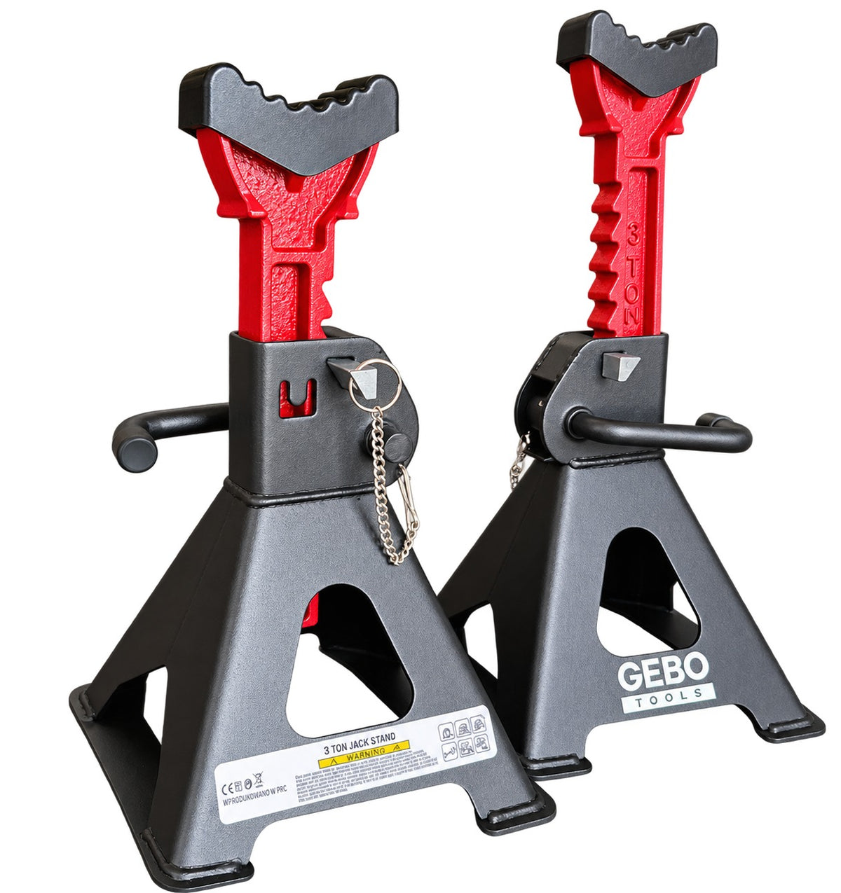 Set 2 capre 3T 29.5-43cm sustinere auto cu siguranta blocare dubla si tampon de cauciuc pentru protectie prag auto GEBO TOOLS