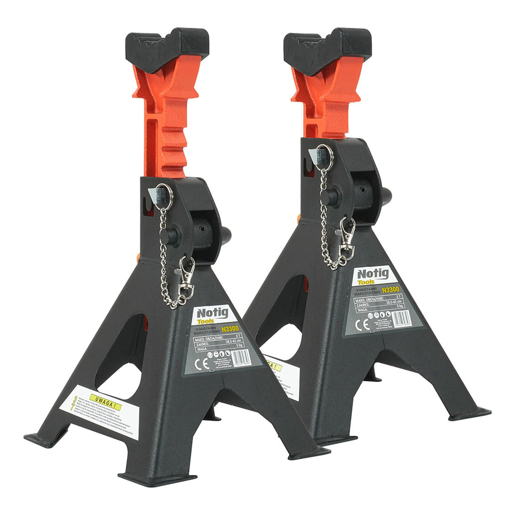Set 2 capre 3T 29.5-43cm sustinere auto cu siguranta blocare dubla si tampon de cauciuc pentru protectie prag auto