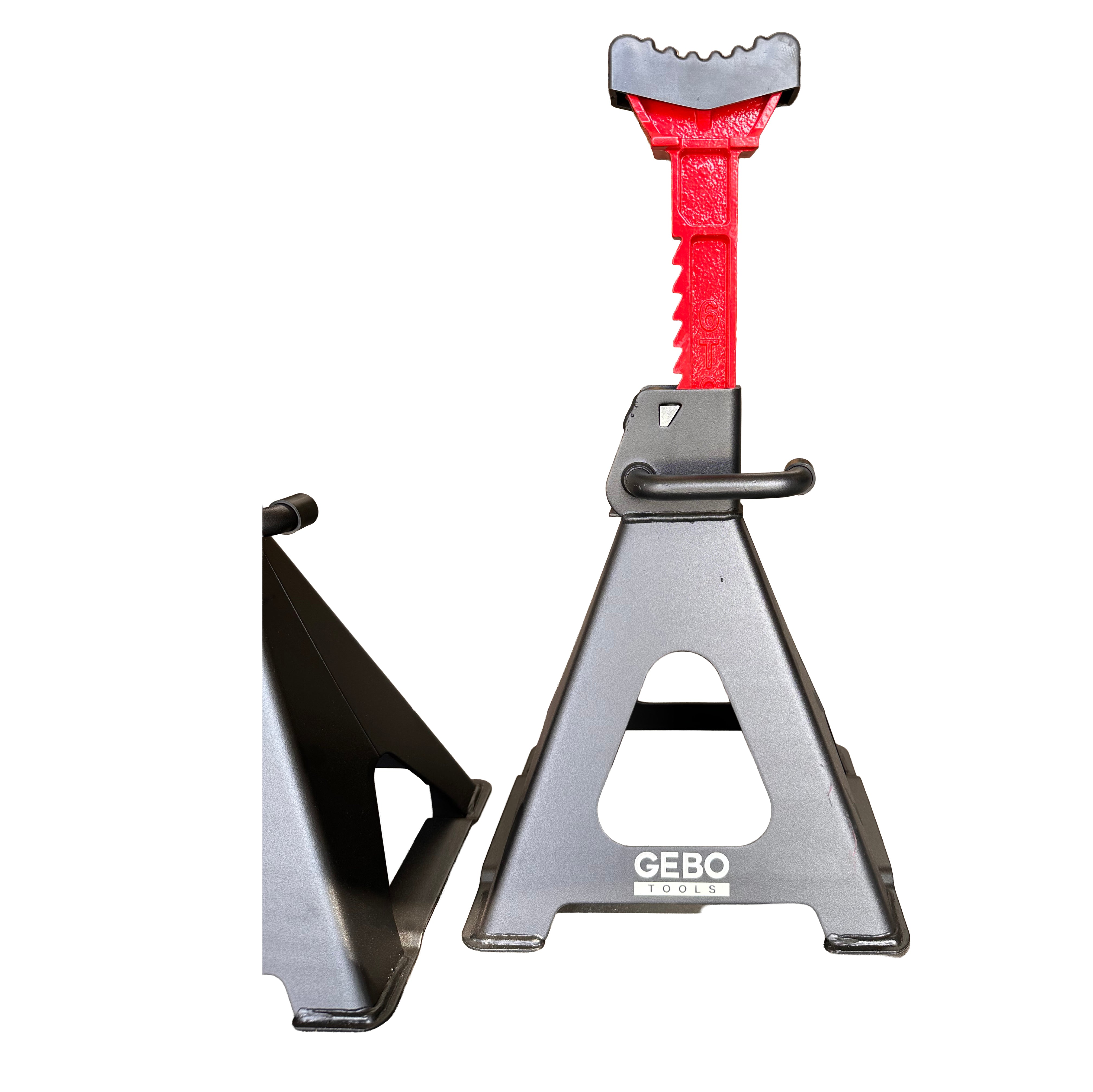 Set 2 capre 6t 39-60cm sustinere auto cu siguranta blocare dubla si tampon de cauciuc pentru protectie prag auto GEBO TOOLS