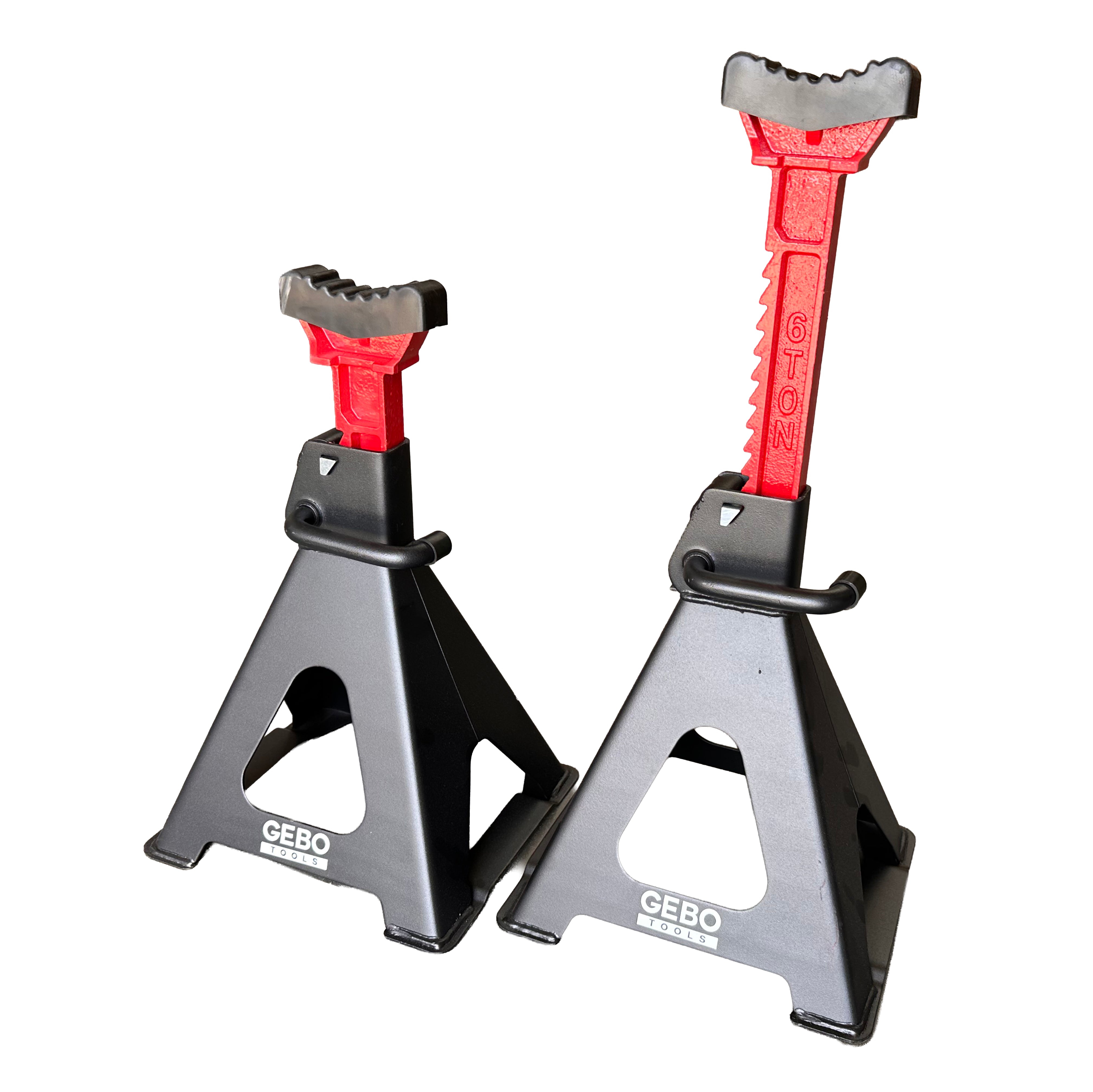 Set 2 capre 6t 39-60cm sustinere auto cu siguranta blocare dubla si tampon de cauciuc pentru protectie prag auto GEBO TOOLS