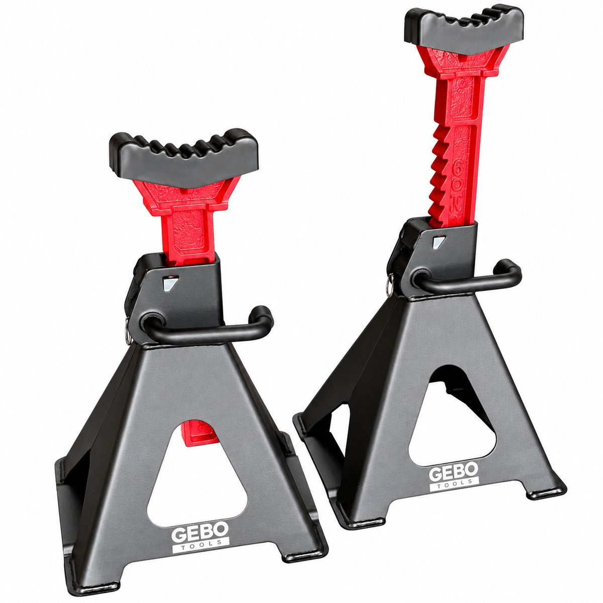 Set 2 capre 6t 39-60cm sustinere auto cu siguranta blocare dubla si tampon de cauciuc pentru protectie prag auto GEBO TOOLS