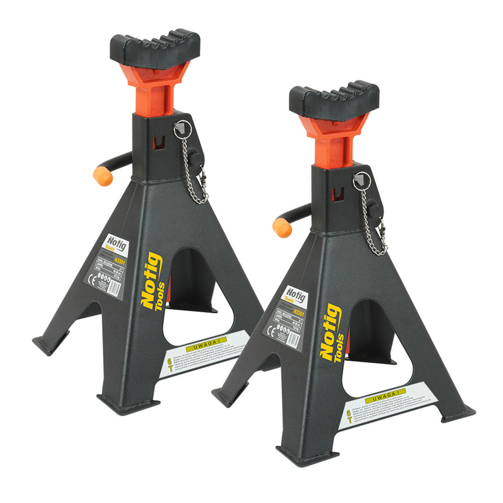 Set 2 capre 6t 39-60cm sustinere auto cu siguranta blocare dubla si tampon de cauciuc pentru protectie prag auto