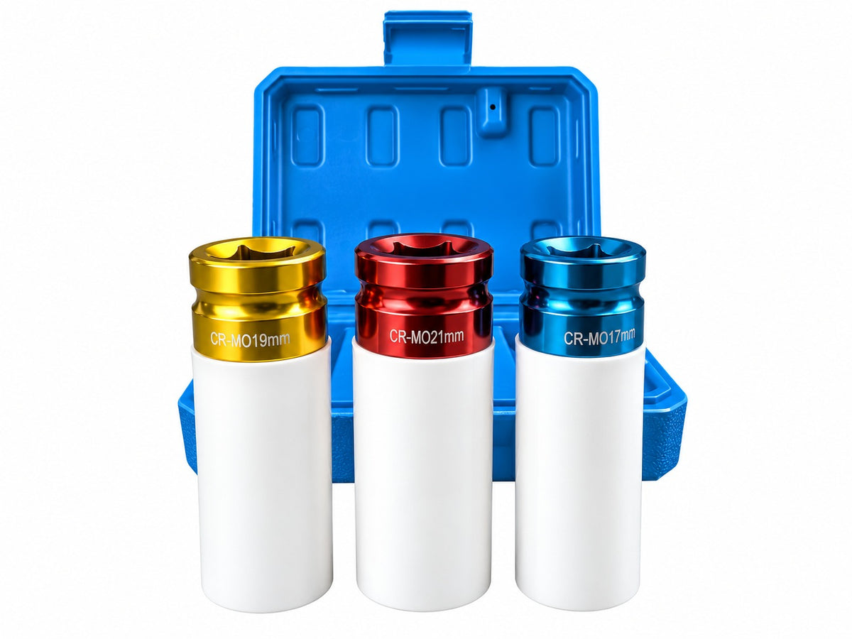 Set 3 buc tubulare cu protectie pentru jante aliaj 17 19 21 mm GEBO TOOLS