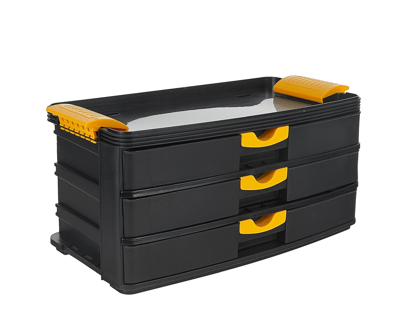 Set 3 cutii modulare plastic pentru scule 4 sertare cu roti si maner KELTIN