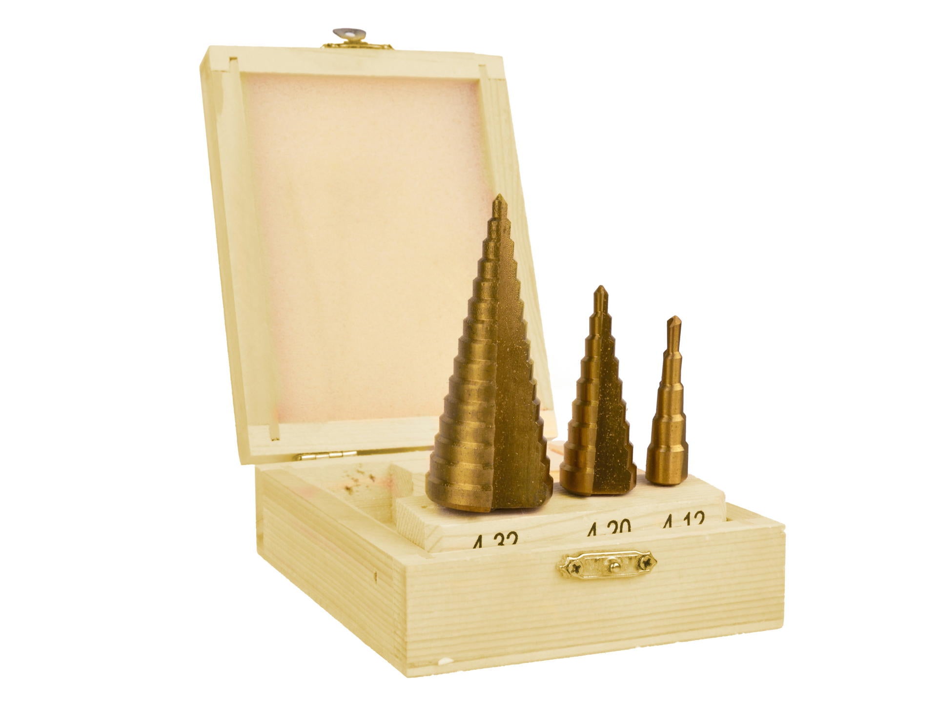 Set 3 freze forat burghie in trepte 4-12 mm 4-20 mm 4-32 mm