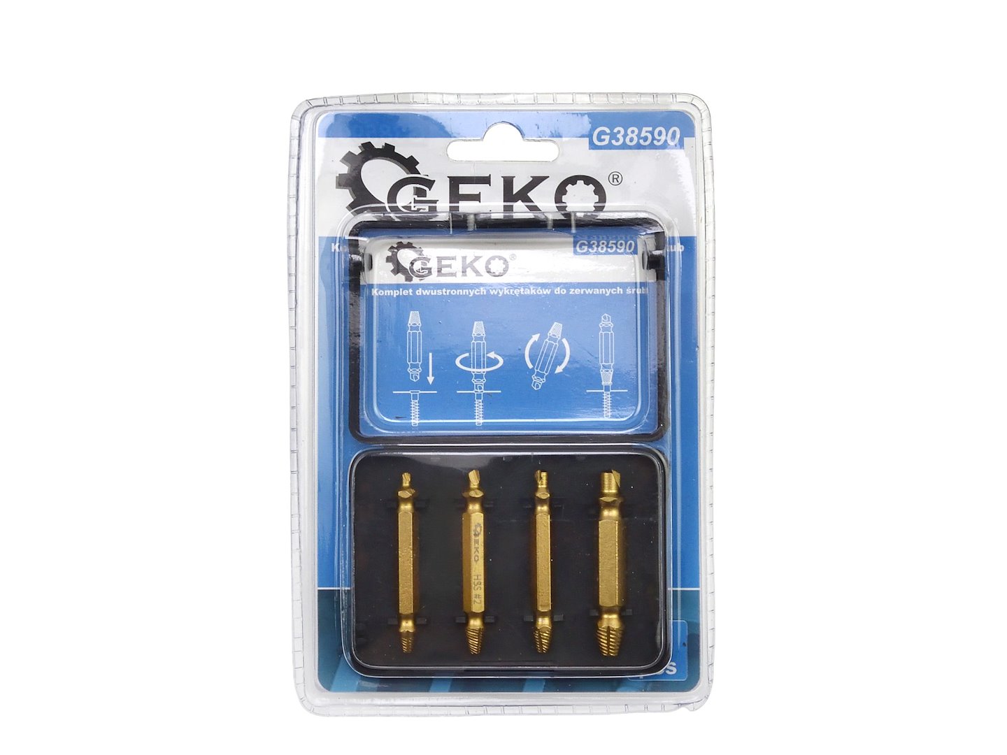 Set 4 extractoare duble pentru suruburi uzate deteriorate rupte HSS TIN - GEKO