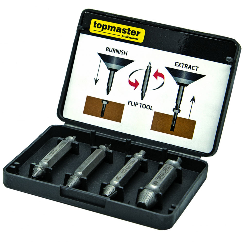 Set 4 extractoare pentru suruburi uzate rupte TOPMASTER