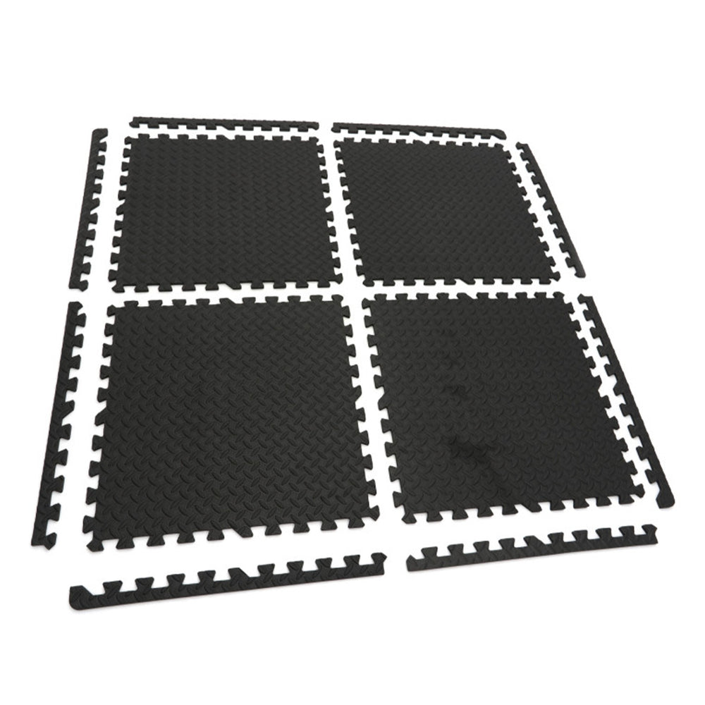 Set 4 placi protectie pardoseala din spuma eva tip puzzle antiderapant pentru podea negru  61x61cm HBM MACHINES