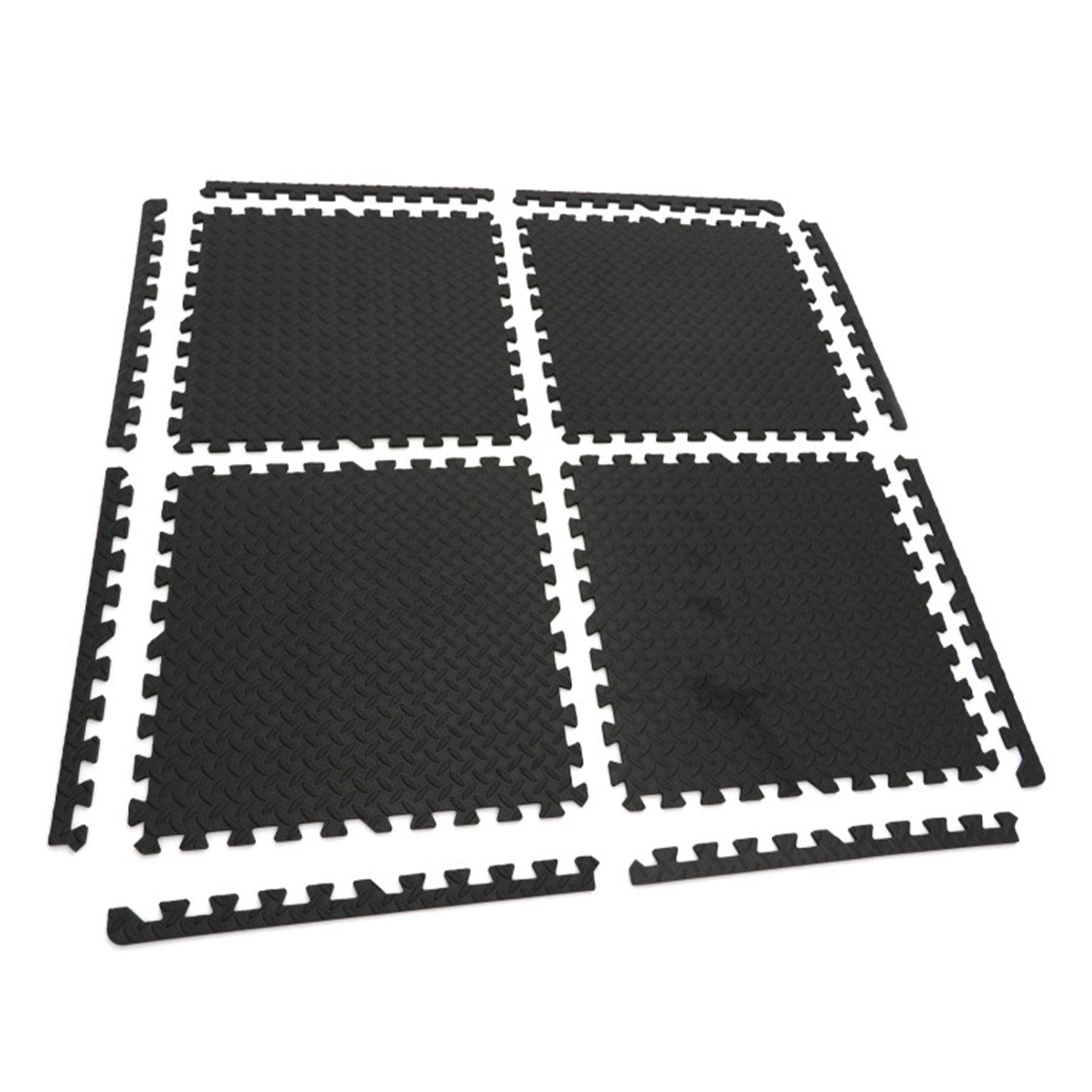 Set 4 placi protectie pardoseala din spuma eva tip puzzle antiderapant pentru podea negru  61x61cm HBM MACHINES