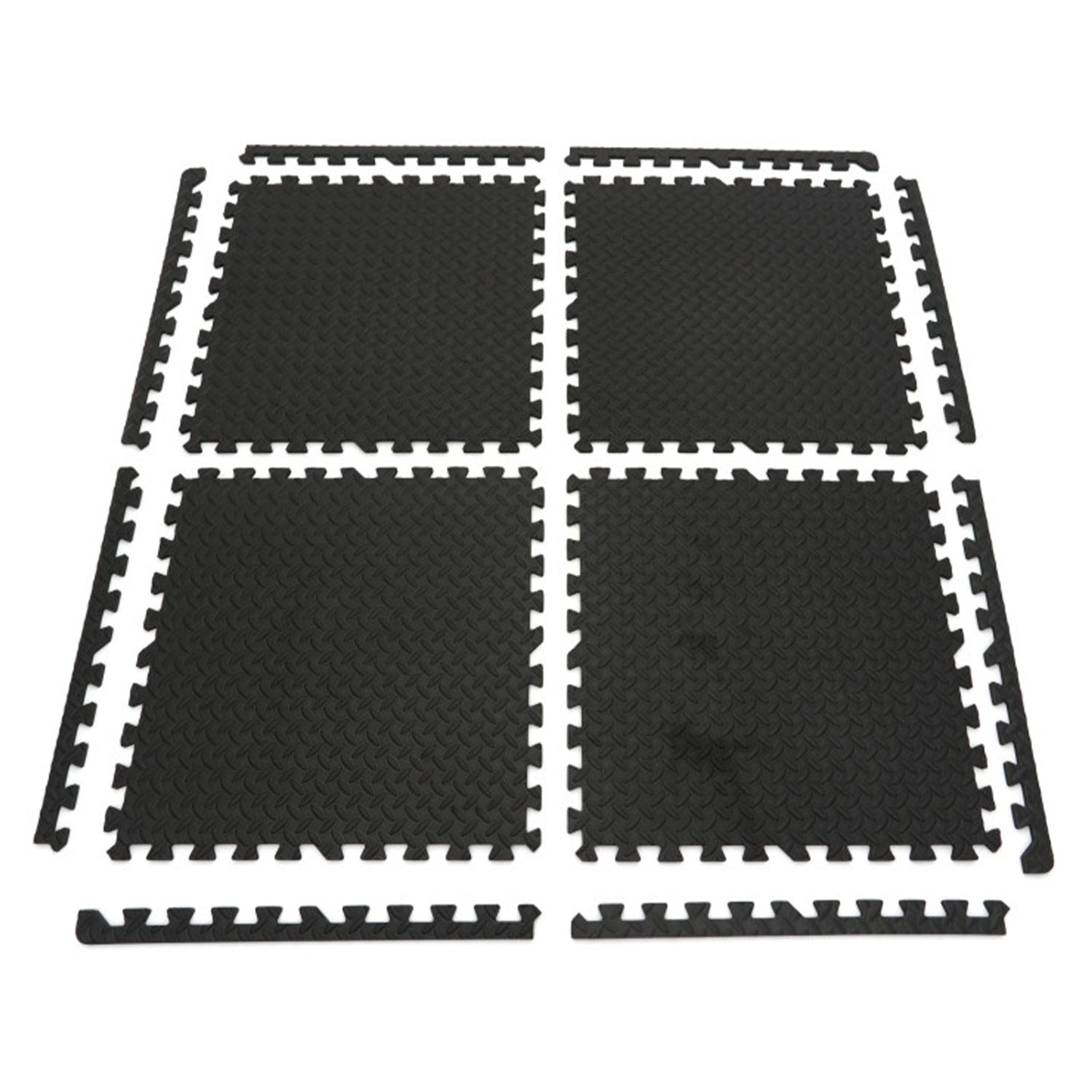 Set 4 placi protectie pardoseala din spuma eva tip puzzle antiderapant pentru podea negru  61x61cm HBM MACHINES