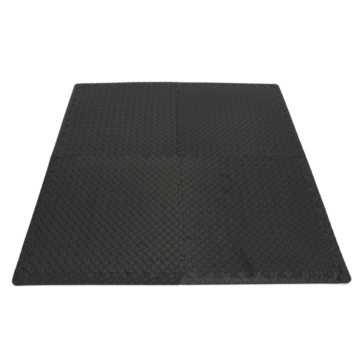 Set 4 placi protectie pardoseala din spuma eva tip puzzle antiderapant pentru podea negru  61x61cm HBM MACHINES