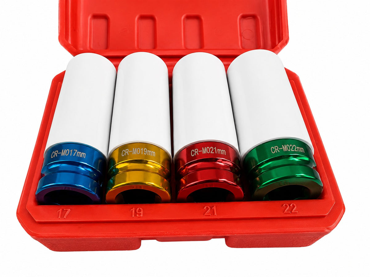 Set 4 tubulare cu protectie pentru jante aliaj 1/2 17-22mm GEBO TOOLS