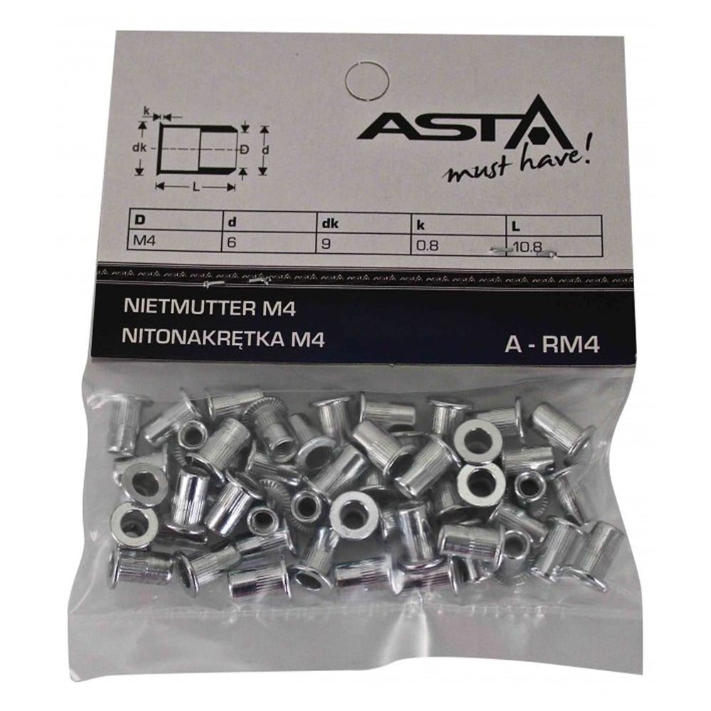 Set 50 piulite nituibile m4 din otel - nituri filetate