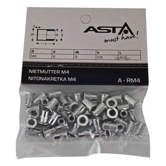 Set 50 piulite nituibile m4 din otel - nituri filetate