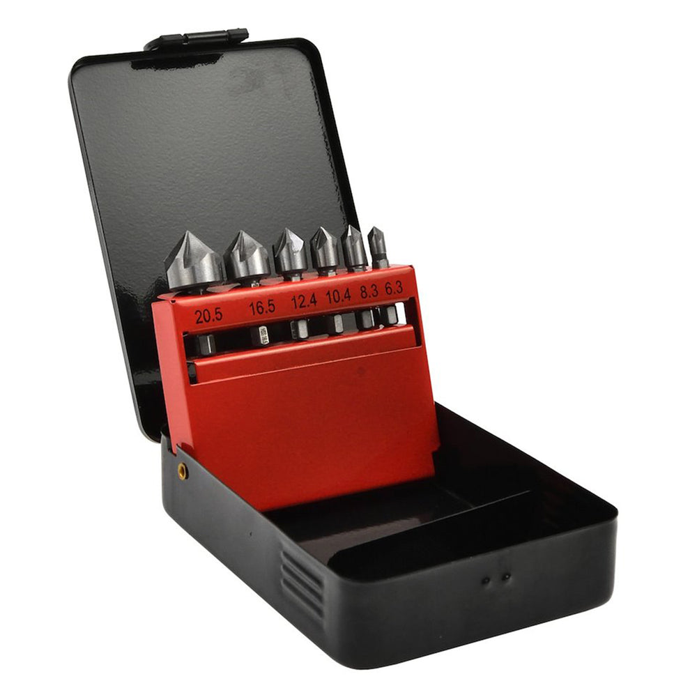 Set 6 freze conice metal HSS pentru sanfrenare 6.3-20.5mm hex - GEKO