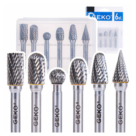 Set 6 freze din carbura de tungsten pentru metal 6mm GEKO