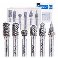 Set 6 freze din carbura de tungsten pentru metal 6mm GEKO