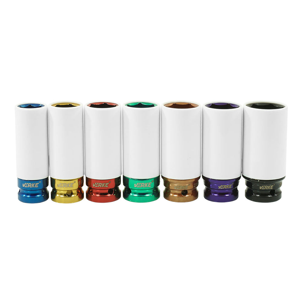 Set 7 tubulare cu protectie pentru jante aliaj 1/2 17-27 mm - VERKE