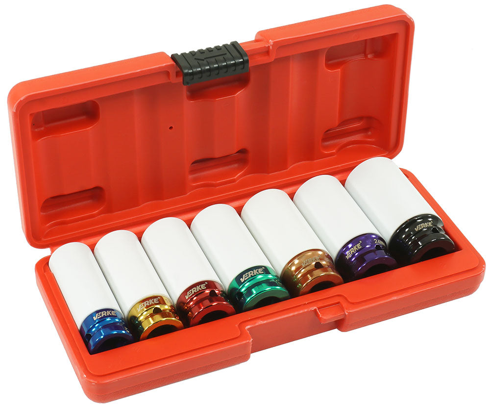 Set 7 tubulare cu protectie pentru jante aliaj 1/2 17-27 mm - VERKE