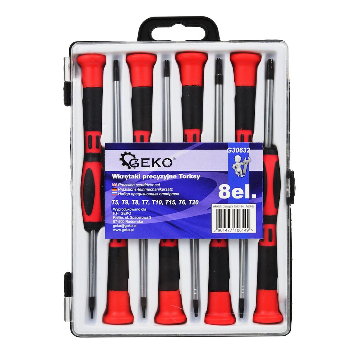Set 8 surubelnite de precizie TORX t5-t20 GEKO