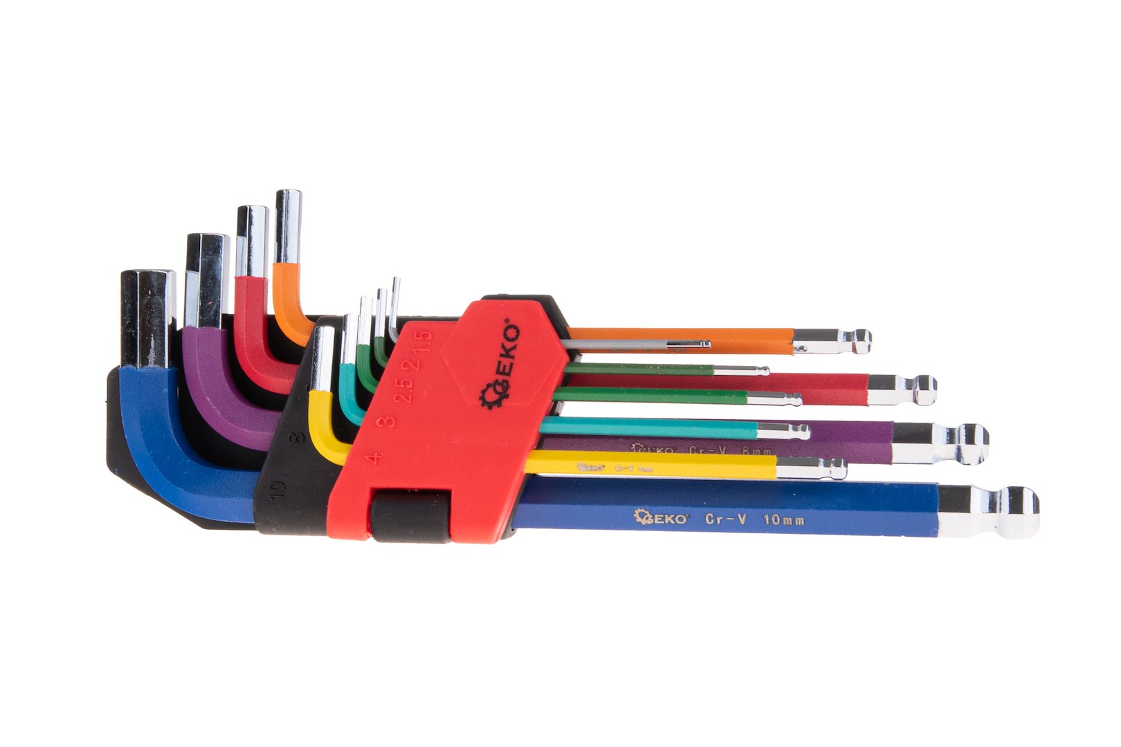 Set 9 chei imbus tip l colorate cu suport GEKO
