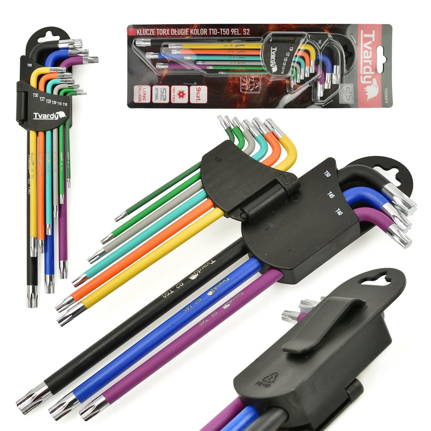 Set 9 chei TORX tip l colorate cu suport TVARDY