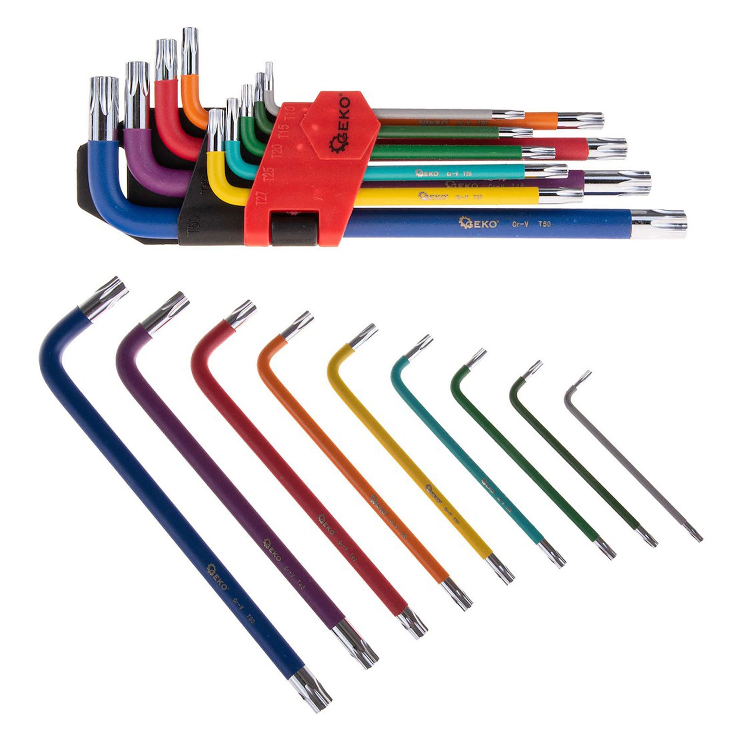 Set 9 chei TORX tip l colorate t10-t50 GEKO